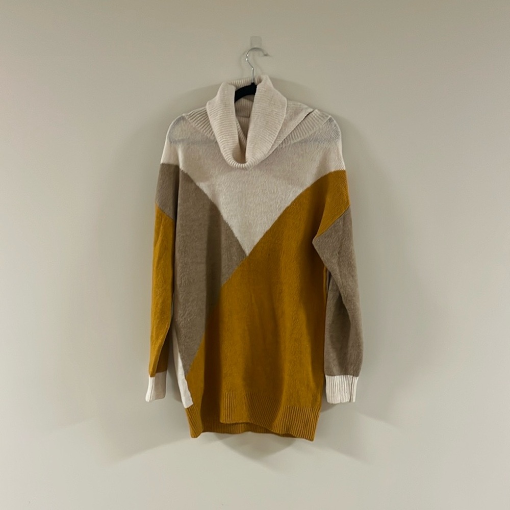 Silverflint Fall Colorblock Turtleneck Sweater Dress Sz Large
